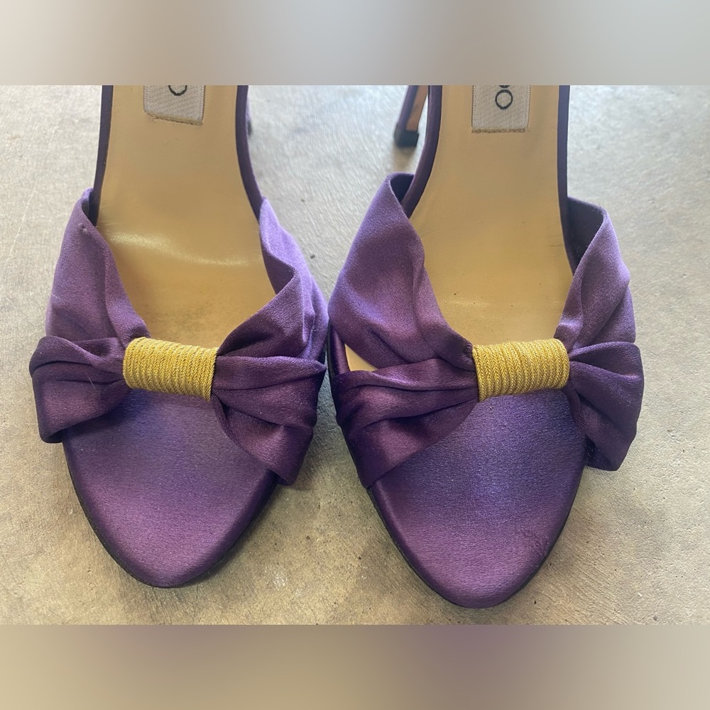 Jimmy Choo London Purple Satin Slingback Heels Size 37.5eu Women
